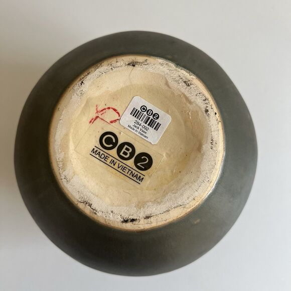 CB2 Crate & Barrel Jack Vase Rounded Bud Ceramic Pottery Brown Taupe Neutral - Picture 8 of 9